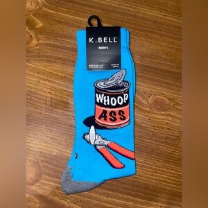 K. Bell Men's Crew Socks Open A Can of Whoop Ass Design Arch Compression NEW